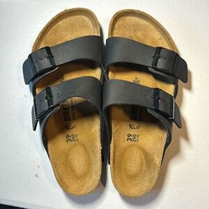 Birkenstock Arizona Burlington-Flor Slide Sandals Size 39 Black